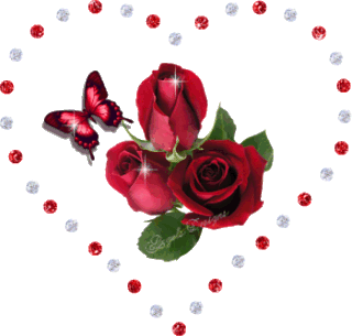 Анимированная открытка Розы в сердечке