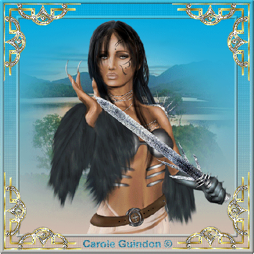 Анимированная открытка Девушка с мечем
