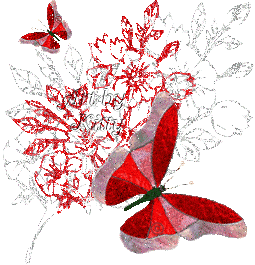 Анимированная открытка Бабочка и цветы