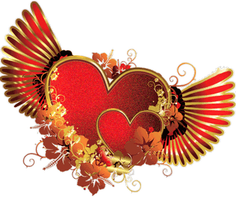 Анимированная открытка Сердце с крыльями