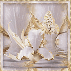 Анимированная открытка Цветок и бабочка