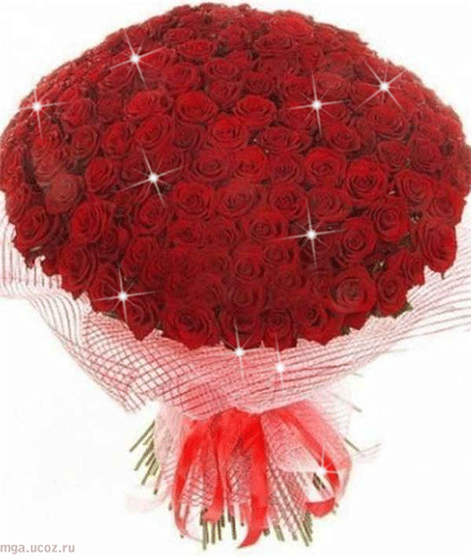 Анимированная открытка Мерцающие розы букет роз