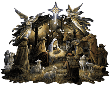 Анимированная открытка Сцена Рождества Христова