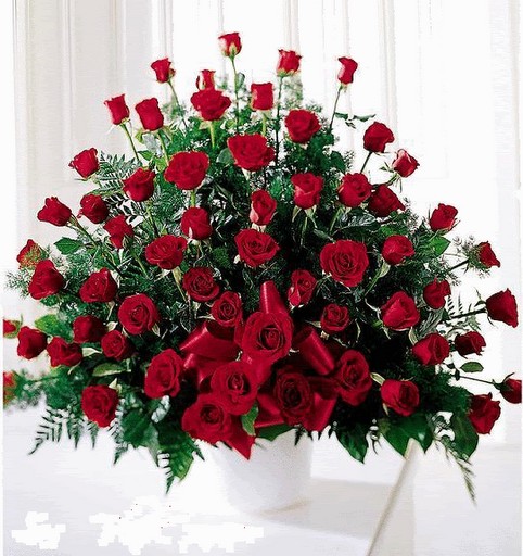 Открытка Розы букет красных роз