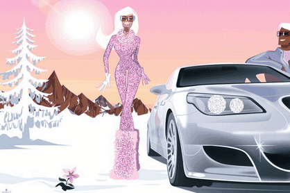 Анимированная открытка Авто и люди анимашки машины