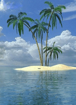 Анимированная открытка море пальмы