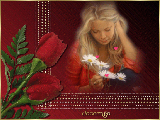 Анимированная открытка Девушка и цветы на изображении.