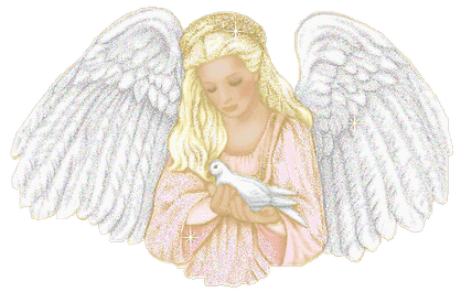 Анимированная открытка Ангел с белым голубем в руках