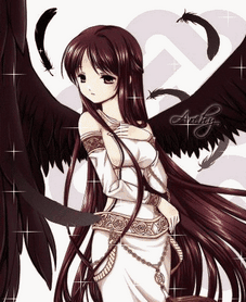 Анимированная открытка Неразборчиво аниме темные ангелы