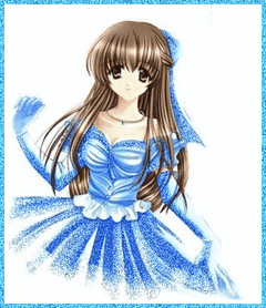 Анимированная открытка Аниме в синем платье