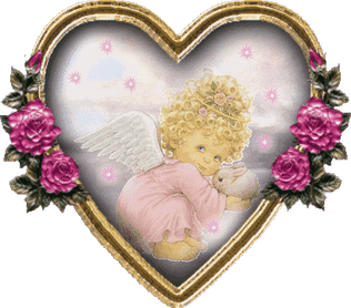 Анимированная открытка Сердечко с ангелом