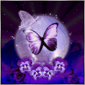 Анимированная открытка Бабочки бабочки на цветах анимация
