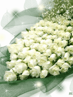 Анимированная открытка Букет белых роз
