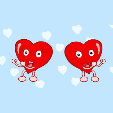Анимированная открытка Танцующие два сердца