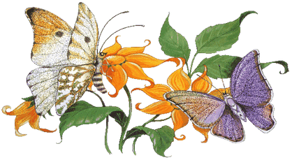 Анимированная открытка Желтые цветы с бабочками