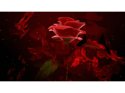 Анимированная открытка Красная роза и лепестки