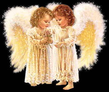 Анимированная открытка Ангелочки две детские ангелы