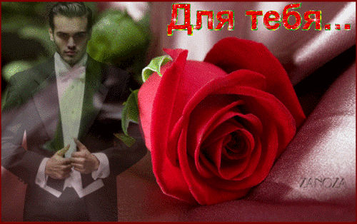 Анимированная открытка Для тебя... красивая красная роза
