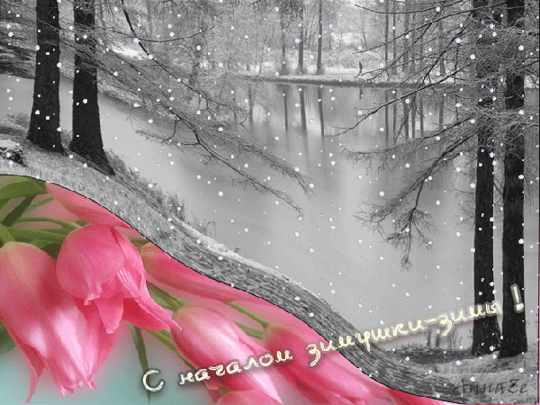 Анимированная открытка С началом зимушки-зимы!