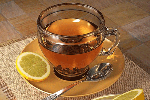 Анимированная открытка чай с лимоном