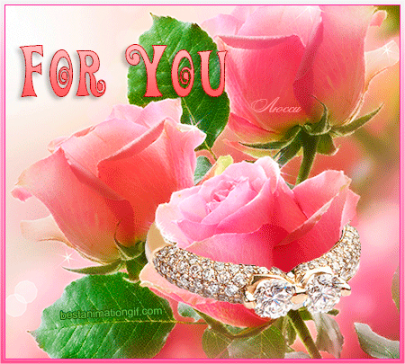 Анимированная открытка For you розы розовые