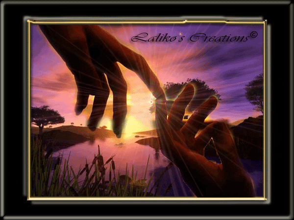 Анимированная открытка 2 руки на фоне заката