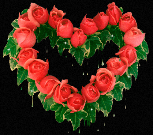 Анимированная открытка Сердце из цветов