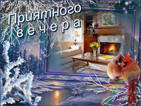 Анимированная открытка Добрый зимний вечер