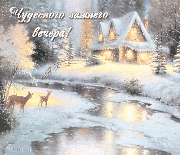 Анимированная открытка Чудесного зимнего вечера!