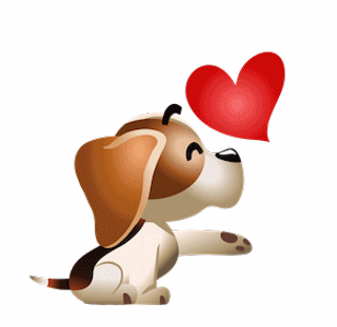 Анимированная открытка Собачка с сердечком