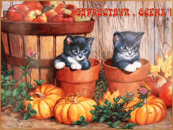 Анимированная открытка Здравствуй, осень!