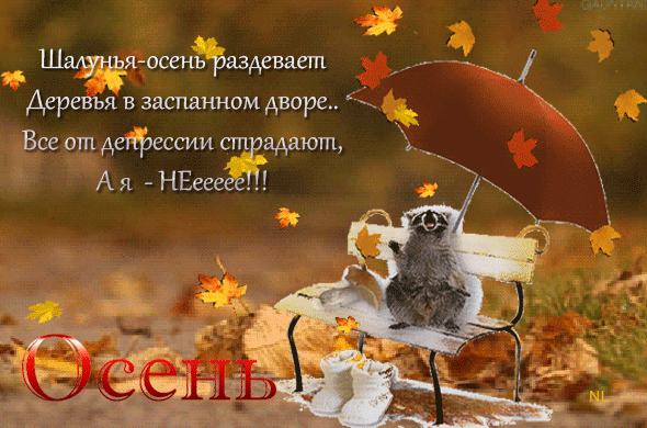 Анимированная открытка Шалунья осень