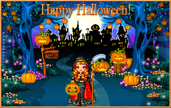 Анимированная открытка Счастливого Хэллоуина!