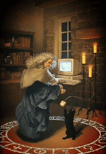Анимированная открытка Ведьма виртуального мира! Наша ведьма!