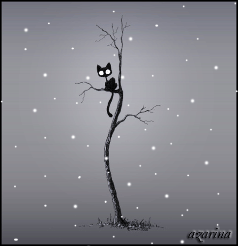 Анимированная открытка Одинокая кошка