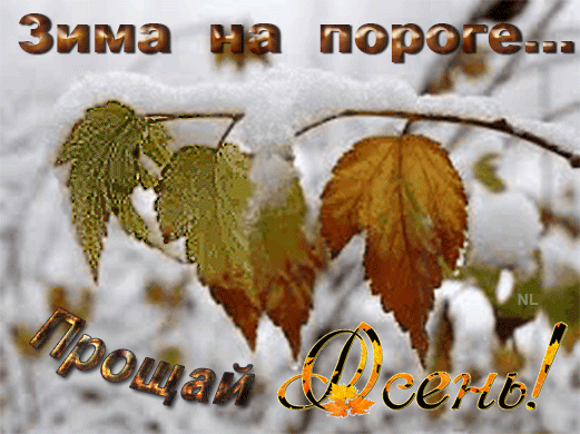 Анимированная открытка Зима на пороге... Прощай, Осень!