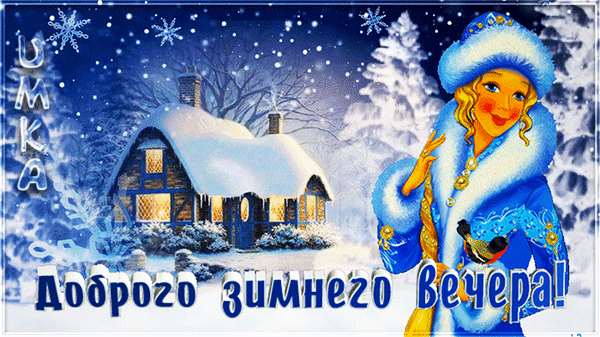 Анимированная открытка Доброго зимнего вечера!