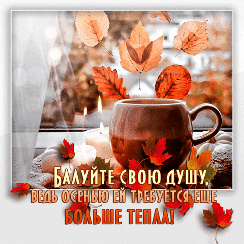 Анимированная открытка Балуйте душу, ведь осенью ей требуется еще больше тепла!