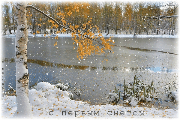 Анимированная открытка С первым снегом