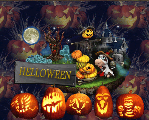 Анимированная открытка Хэллоуин