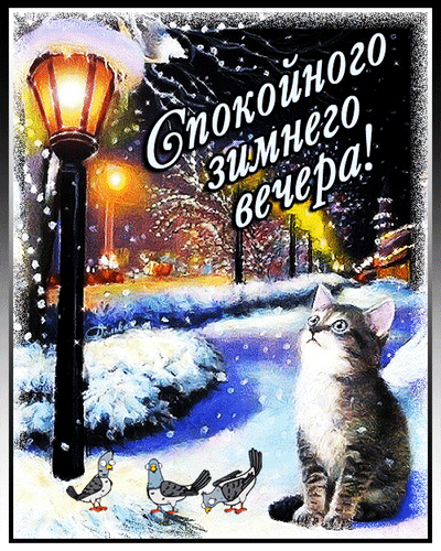 Анимированная открытка Спокойного Зимнего Вечера!