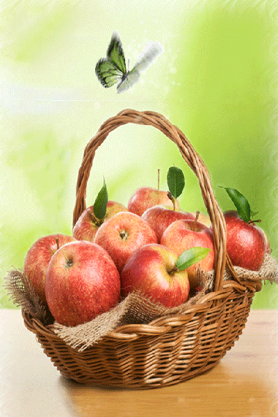 Анимированная открытка Корзина яблочный спас 2015