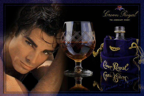 Анимированная открытка Мужчина с бокалом вина и бутылкой