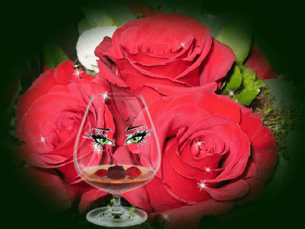 Анимированная открытка Розы и бокал фильмы imagens де-Флорес роза