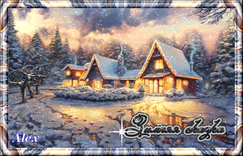 Анимированная открытка Зимняя сказка Томас кинкейд зима