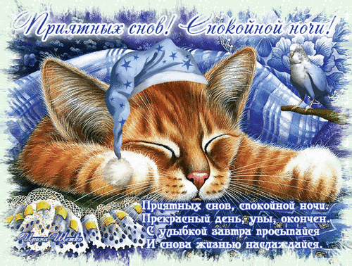 Анимированная открытка Приятных снов, спокойной ночи.