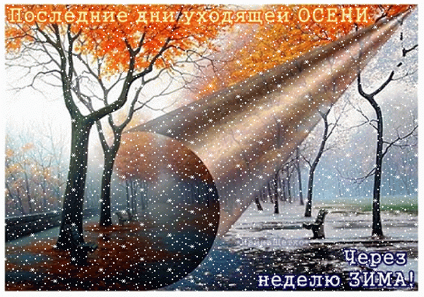 Анимированная открытка Последние дни уходящей осени, Через неделю зима!
