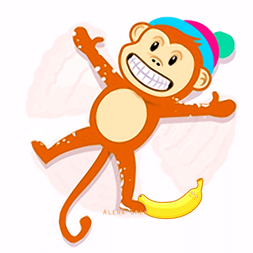 Анимированная открытка День обезьян.