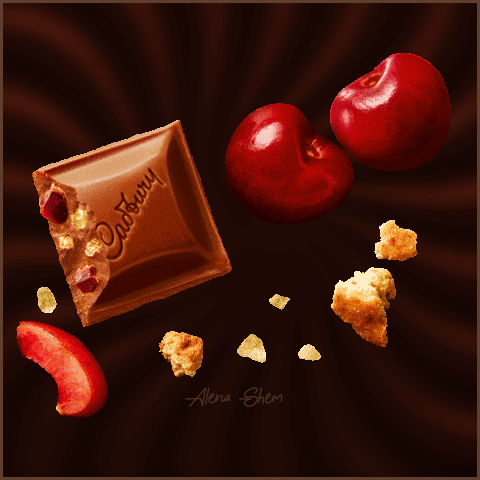 Анимированная открытка День вишни в шоколаде.