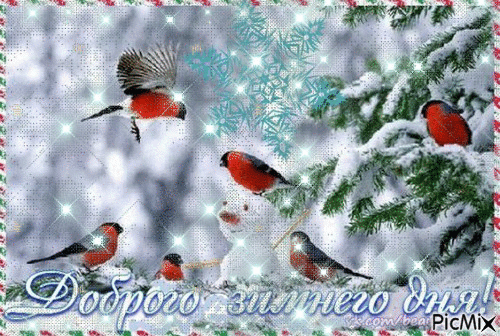 Анимированная открытка Доброго зимнего дня
